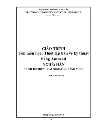 Giáo trình Thiết lập bản vẽ kỹ thuật bằng Autocad