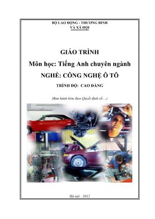 Giáo trình Tiếng Anh chuyên ngành - Công nghệ ô tô