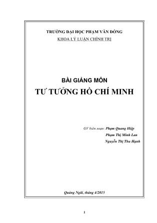 Giáo trình Tư tưởng Hồ Chí Minh - Phạm Quang Hiệp