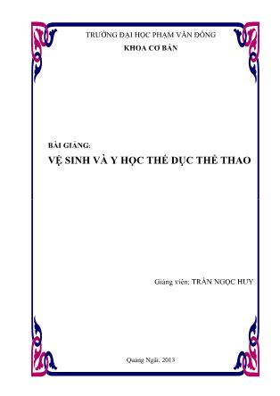 Giáo trình Vệ sinh và y học thể dục thể thao