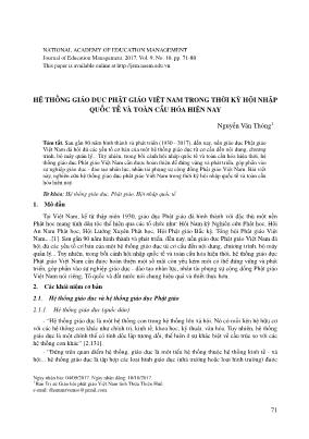 Hệ thống giáo dục phật giáo Việt Nam trong thời kỳ hội nhập quốc tế và toàn cầu hóa hiện nay