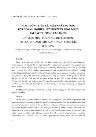 Hoạt động liên kết gắn nhà trường với doanh nghiệp: Lý thuyết và ứng dụng tại các trường Cao đẳng