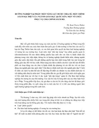 Hướng nghiệp tại pháp: Một năng lực được chia sẻ, một chính sách đặc biệt của ngành giáo dục quốc dân, một tổ chức phục vụ cho chính sách đó