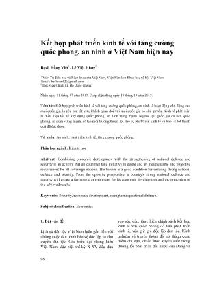 Kết hợp phát triển kinh tế với tăng cường quốc phòng, an ninh ở Việt Nam hiện nay