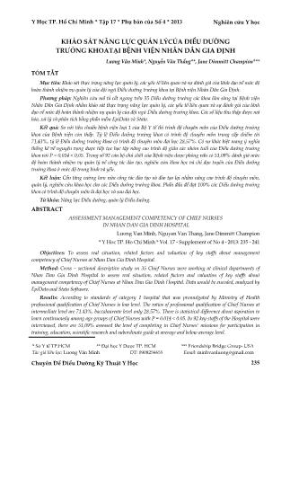 Khảo sát năng lực quản lý của điều dưỡng trưởng khoa tại bệnh viện nhân dân Gia Định