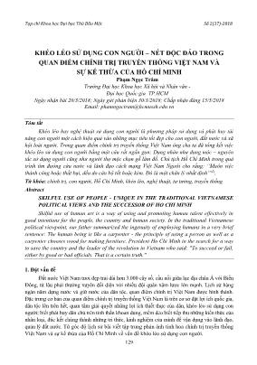 Khéo léo sử dụng con người – nét độc đáo trong quan điểm chính trị truyền thống Việt Nam và sự kế thừa của Hồ Chí Minh