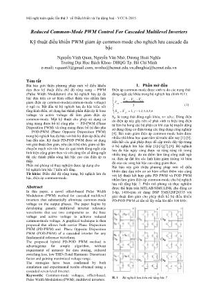 Kỹ thuật điều khiển PWM giảm áp common mode cho nghịch lưu cascade đa bậc