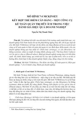 Mô hình 7-S mckinsey kết hợp thẻ điểm cân bằng - một công cụ kế toán quản trị hữu ích trong việc đánh giá hiệu quả doanh nghiệp