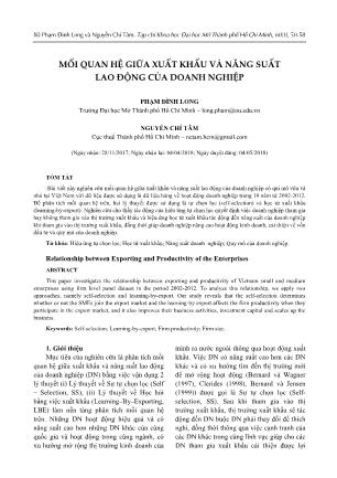 Mối quan hệ giữa xuất khẩu và năng suất lao động của doanh nghiệp