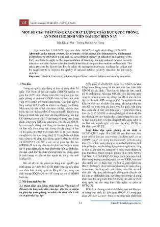 Một số giải pháp nâng cao chất lượng giáo dục quốc phòng, an ninh cho sinh viên Đại học hiện nay