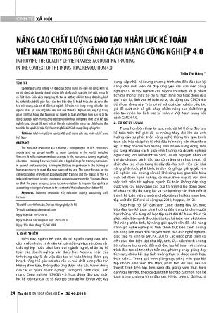 Nâng cao chất lượng đào tạo nhân lực kế toán Việt Nam trong bối cảnh cách mạng công nghiệp 4.0