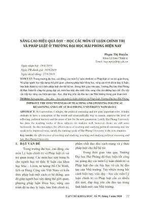 Nâng cao hiệu quả dạy – học các môn Lý luận chính trị và pháp luật ở trường Đại học Hải Phòng hiện nay