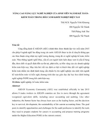 Nâng cao năng lực nghề nghiệp của sinh viên ngành kế toán kiểm toán trong bối cảnh khởi nghiệp hiện nay