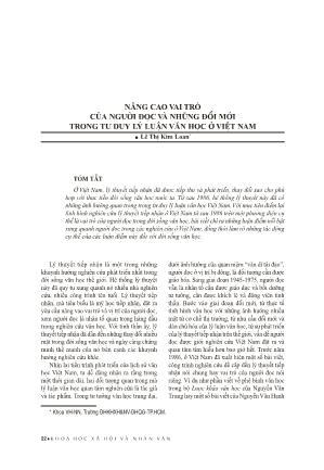 Nâng cáo vai trò của người đọc và những đổi mới trong tư duy lý Luận văn học ở Việt Nam