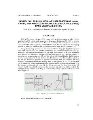 Nghiên cứu áp dụng kĩ thuật Diafiltration để nâng cao độ tinh khiết của fructooligosaccharides (FOS) bằng membrane ds-5-dl