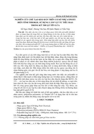 Nghiên cứu chế tạo keo dán trên cơ sở nhựa epoxy biến tính thiokol sử dụng làm vật tư tiêu hao trong kỹ thuật tên lửa