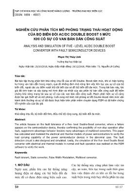 Nghiên cứu phân tích mô phỏng trạng thái hoạt động của bộ biến đổi AC/DC double boost 5 mức khi có sự cố van bán dẫn công suất