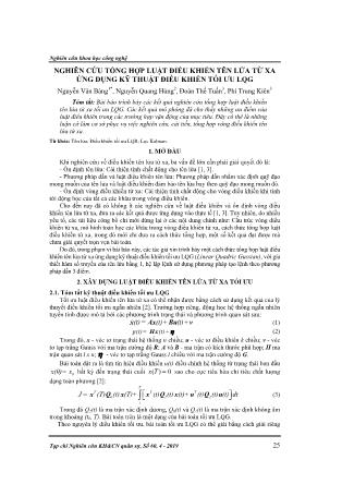 Nghiên cứu tổng hợp luật điều khiển tên lửa từ xa ứng dụng kỹ thuật điều khiển tối ưu LQG