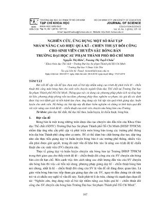 Nghiên cứu, ứng dụng một số bài tập nhằm nâng cao hiệu quả kĩ – chiến thuật đôi công cho sinh viên chuyên sâu bóng bàn trường Đại học sư phạm thành phố Hồ Chí Minh