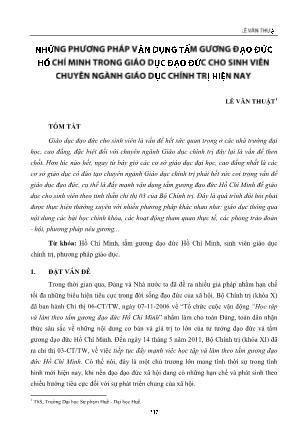 Những phương pháp vận dụng tấm gương đạo đức Hồ Chí Minh trong ngành giáo dục đạo đức cho sinh viên chuyên ngành giáo dục chính trị hiện nay