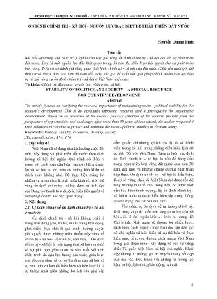 Ổn định chính trị - Xã hội - Nguồn lực đặc biệt để phát triển đất nước