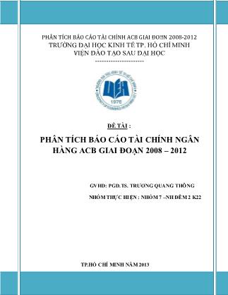 Phân tích báo cáo tài chính ngân hàng ACB giai đoạn 2008 – 2012