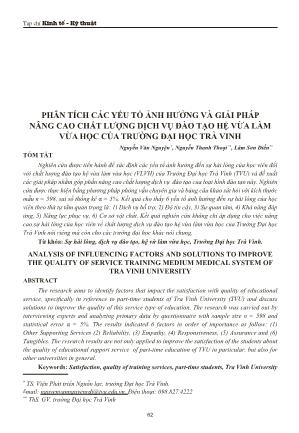 Phân tích các yếu tố ảnh hưởng và giải pháp nâng cao chất lượng dịch vụ đào tạo hệ vừa làm vừa học của trường đại học Trà Vinh