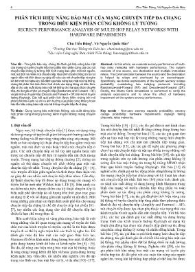 Phân tích hiệu năng bảo mật của mạng chuyển tiếp đa chặng trong điều kiện phần cứng không lý tưởng