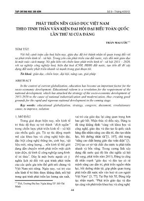 Phát triển nền giáo dục Việt Nam theo tinh thần văn kiện đại hội đại biểu toàn quốc lần thứ XI của Đảng