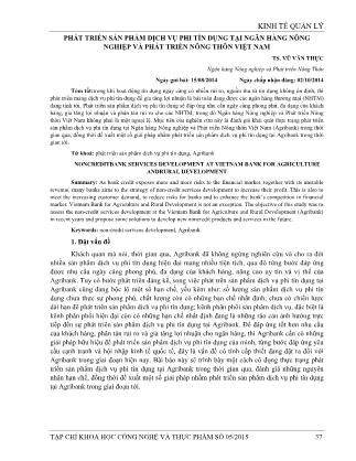 Phát triển sản phẩm dịch vụ phi tín dụng tại ngân hàng nông nghiệp và phát triển nông thôn Việt Nam