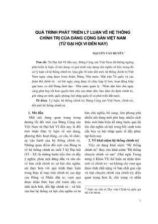 Quá trình phát triển lý luận về hệ thống chính trị của đảng cộng sản Việt Nam (từ đại hội VI đến nay)