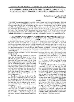 Quản lý rủi ro tín dụng định hướng theo tiêu chuẩn basel II tại ngân hàng thương mại Cổ phần quốc tế Việt Nam - Chi nhánh Thái Nguyên