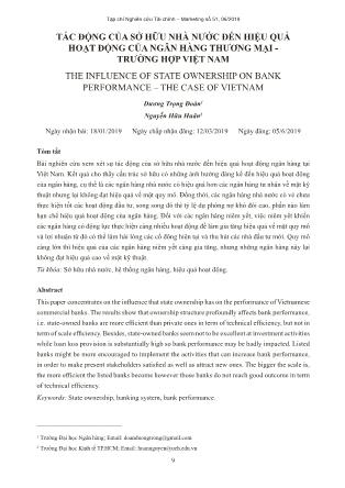 Tác động của sở hữu nhà nước đến hiệu quả hoạt động của ngân hàng thương mại - Trường hợp Việt Nam