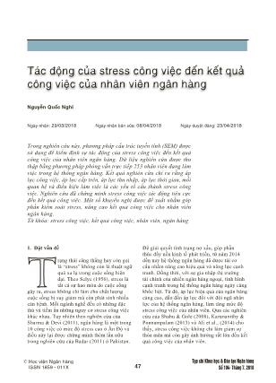 Tác động của stress công việc đến kết quả công việc của nhân viên ngân hàng