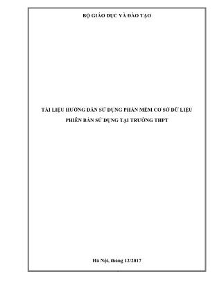 Tài liệu hướng dẫn sử dụng phần mềm cơ sở dữ liệu phiên bản sử dụng tại trường Trung học Phổ thông