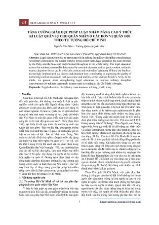 Tăng cường giáo dục pháp luật nhằm nâng cao ý thức kỉ luật quân sự cho quân nhân ở các đơn vị quân đội theo tư tưởng Hồ Chí Minh