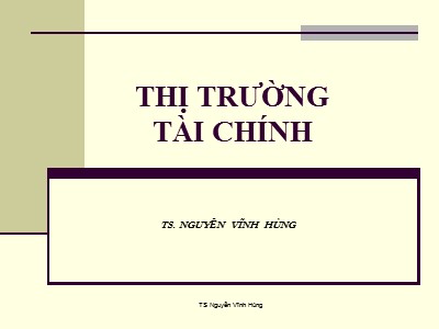 Thị trường tài chính - Nguyễn Vĩnh Hùng