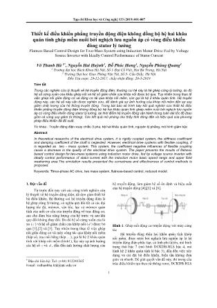 Thiết kế điều khiển phẳng truyền động điện không đồng bộ hệ hai khâu quán tính ghép mềm nuôi bởi nghịch lưu nguồn áp có vòng điều khiển dòng stator lý tưởng