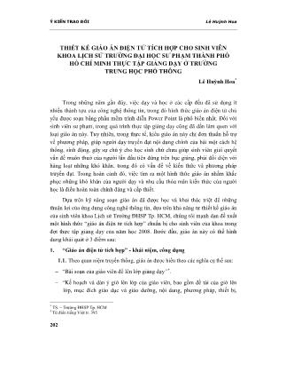 Thiết kế giáo án điện tử tích hợp cho sinh viên khoa lịch sử trường Đại học sư phạm thành phố Hồ Chí Minh thực tập giảng dạy ở trường Trung học Phổ thông