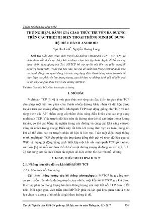 Thử nghiệm, đánh giá giao thức truyền đa đường trên các thiết bị điện thoại thông minh sử dụng hệ điều hành Android