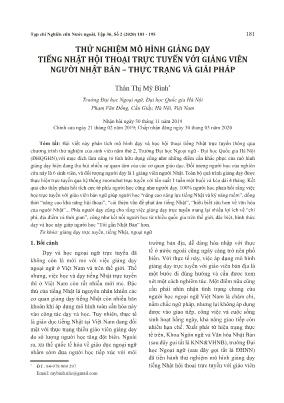 Thử nghiệm mô hình giảng dạy tiếng Nhật hội thoại trực tuyến với giảng viên người Nhật Bản – thực trạng và giải pháp