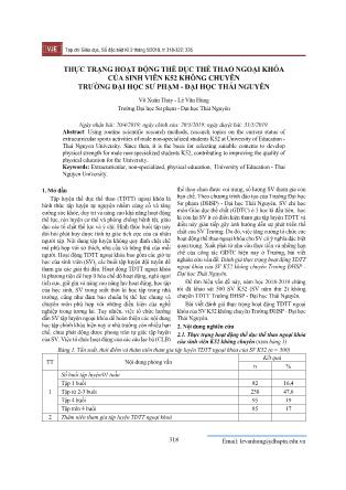 Thực trạng hoạt động thể dục thể thao ngoại khóa của sinh viên K52 không chuyên trường Đại học sư phạm - Đại học Thái Nguyên