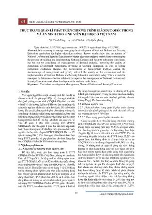 Thực trạng quản lí phát triển chương trình giáo dục quốc phòng và an ninh cho sinh viên Đại học ở Việt Nam