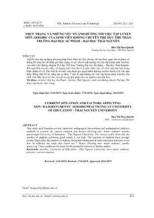 Thực trạng và những yếu tố ảnh hưởng tới việc tập luyện môn Aerobic của sinh viên không chuyên thể dục thể thao trường Đại học Sư phạm – Đại học Thái Nguyên