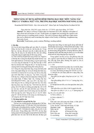 Tiềm năng sử dụng kênh hình trong dạy học môn “Sáng tác thơ ca” ở khoa ngữ văn, trường Đại học Souphanouvong (Lào)