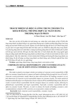 Trách nhiệm xã hội và lòng trung thành của khách hàng: Trường hợp các ngân hàng thương mại cổ phần