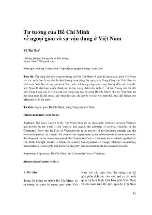 Tư tưởng của Hồ Chí Minh về ngoại giao và sự vận dụng ở Việt Nam