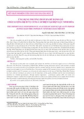 Ứ ng dụng phương pháp IPA để đánh giá chất lượng dịch vụ cung cấp điện tại điện lực Ninh Hòa