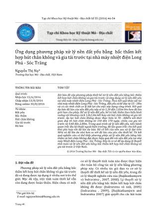 Ứng dụng phương pháp xử lý nền đất yếu bằng bấc thấm kết hợp hút chân không và gia tải trước tại nhà máy nhiệt điện Long Phú - Sóc Trăng