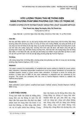 Ứớc lượng trạng thái hệ thống điện bằng phương pháp bình phương cực tiểu có trọng số